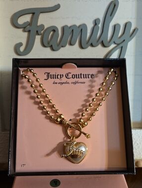 Juicy Couture Heart Charm Toggle Necklace NWOT